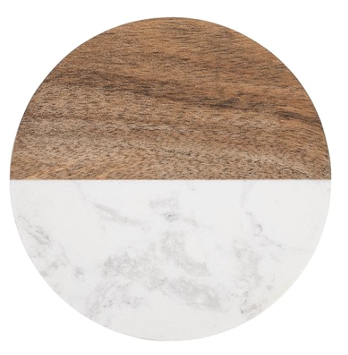 Personalized Marble and Wood Coasters Set of 4 – Custom Name or Monogram Drink Coasters