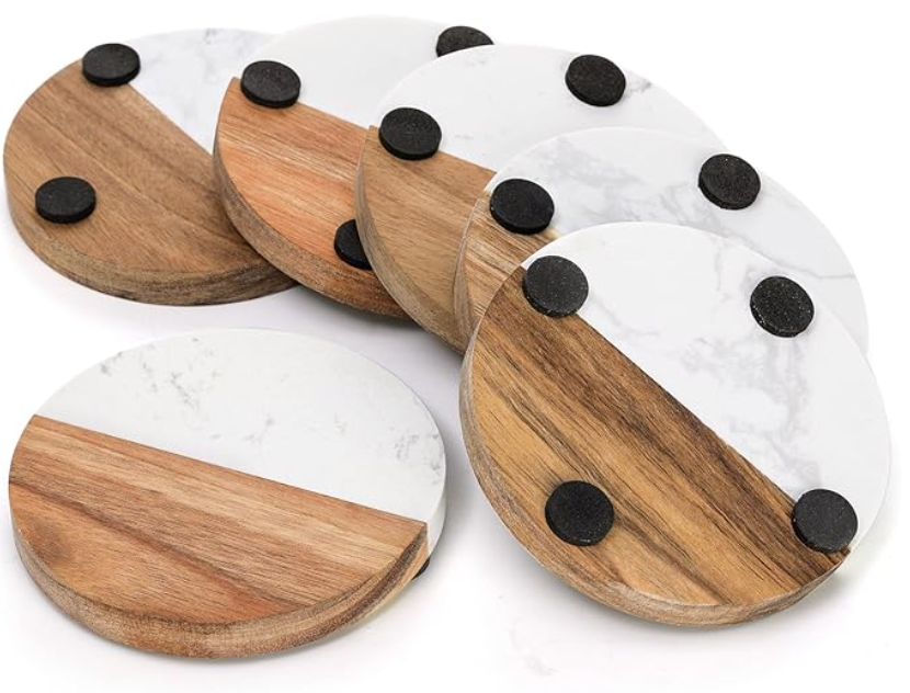 Marble and Acacia Coasters